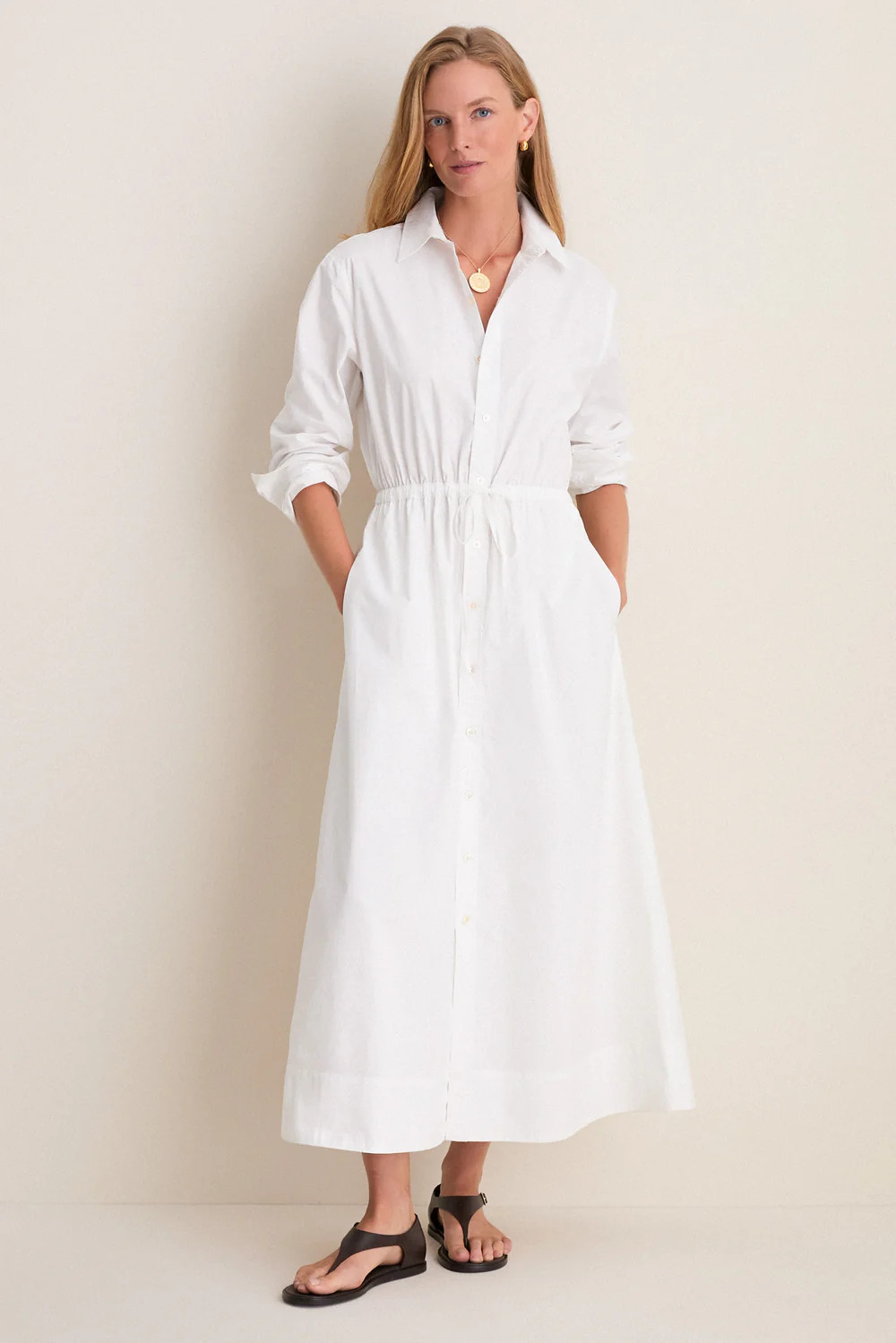 White Cotton Poplin Julien Shirt Dress | Tuckernuck (US)