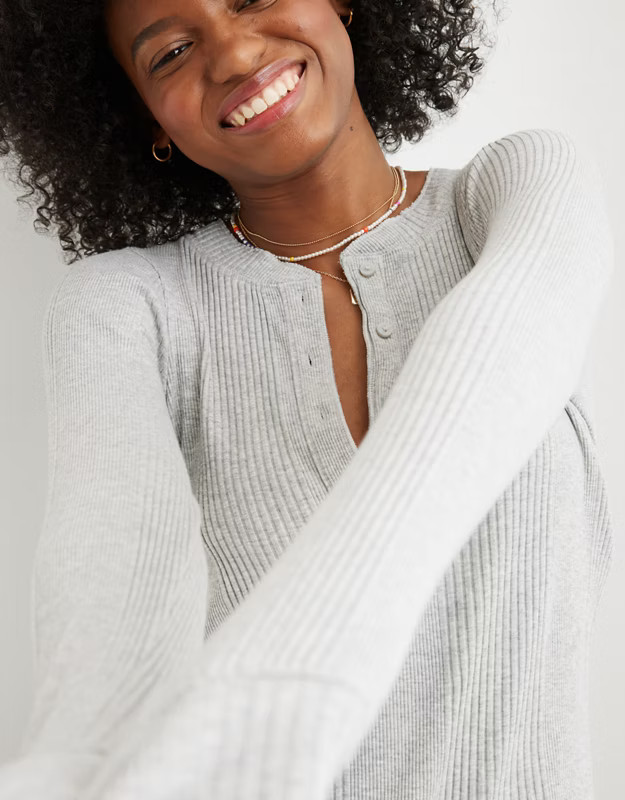 Aerie Road Trip Long Sleeve Henley T-Shirt | Aerie