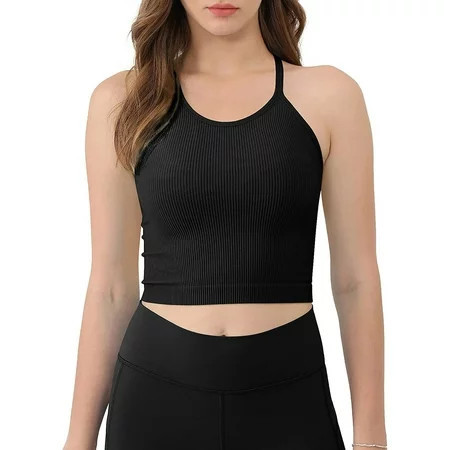 B91xZ Workout Tank Tops for Women Women s Racerback Workout Athletic Running Tank Tops Black L | Walmart (US)