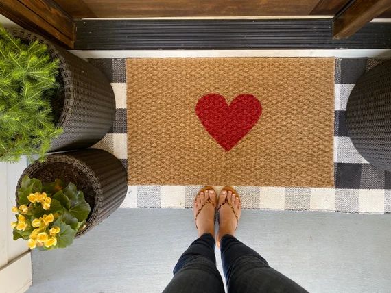 Heart Doormat. Cute Welcome Mats for Valentines Day or Any | Etsy | Etsy (US)