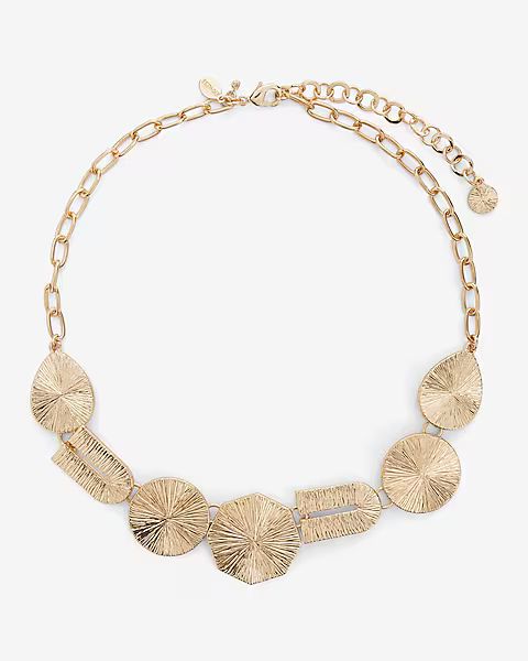 Textured Multi Shape Chain Statement Necklace | Express