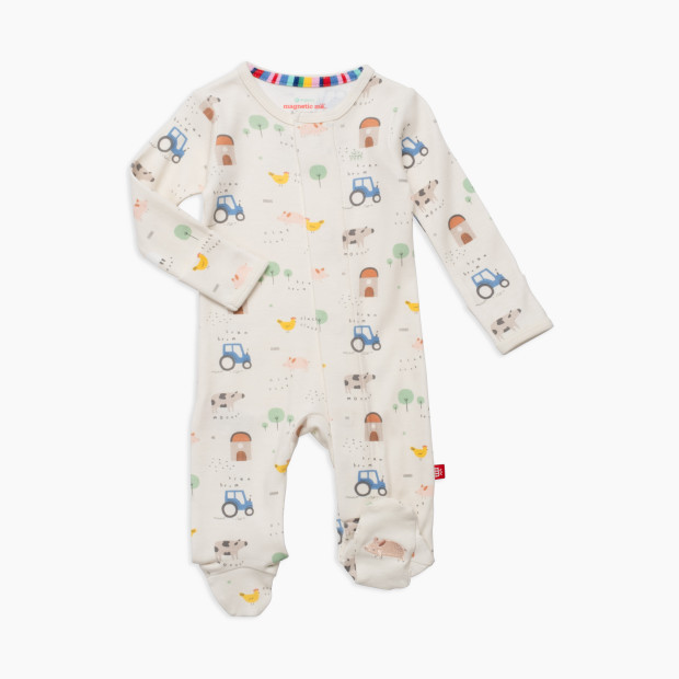 Magnetic Me Organic Cotton Magnetic Footie in Pasture Bedtime Size Nb | 100% Soft | Babylist