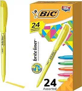 BIC Brite Liner Highlighters, Chisel Tip, 24-Count Pack of Highlighters Assorted Colors, Ideal Hi... | Amazon (US)