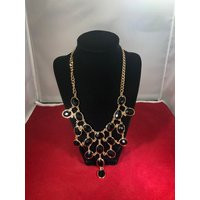 Vintage-Necklace-Black-Beads-Gold-Chain-Adjustable-Jewelry-Accessories | Etsy (US)