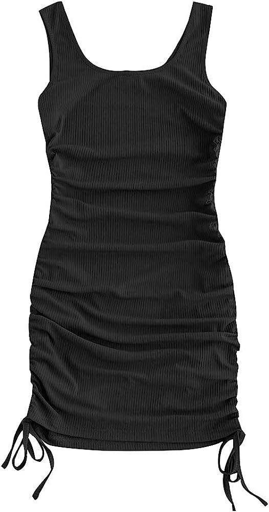 ZAFUL Women's Tie Dye Short Sleeve Cinched Ribbed Knit Mini Bodycon Dress | Amazon (US)