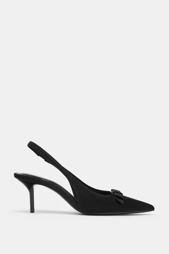 FABRIC SLINGBACK HEELS WITH BOW | Zara UK