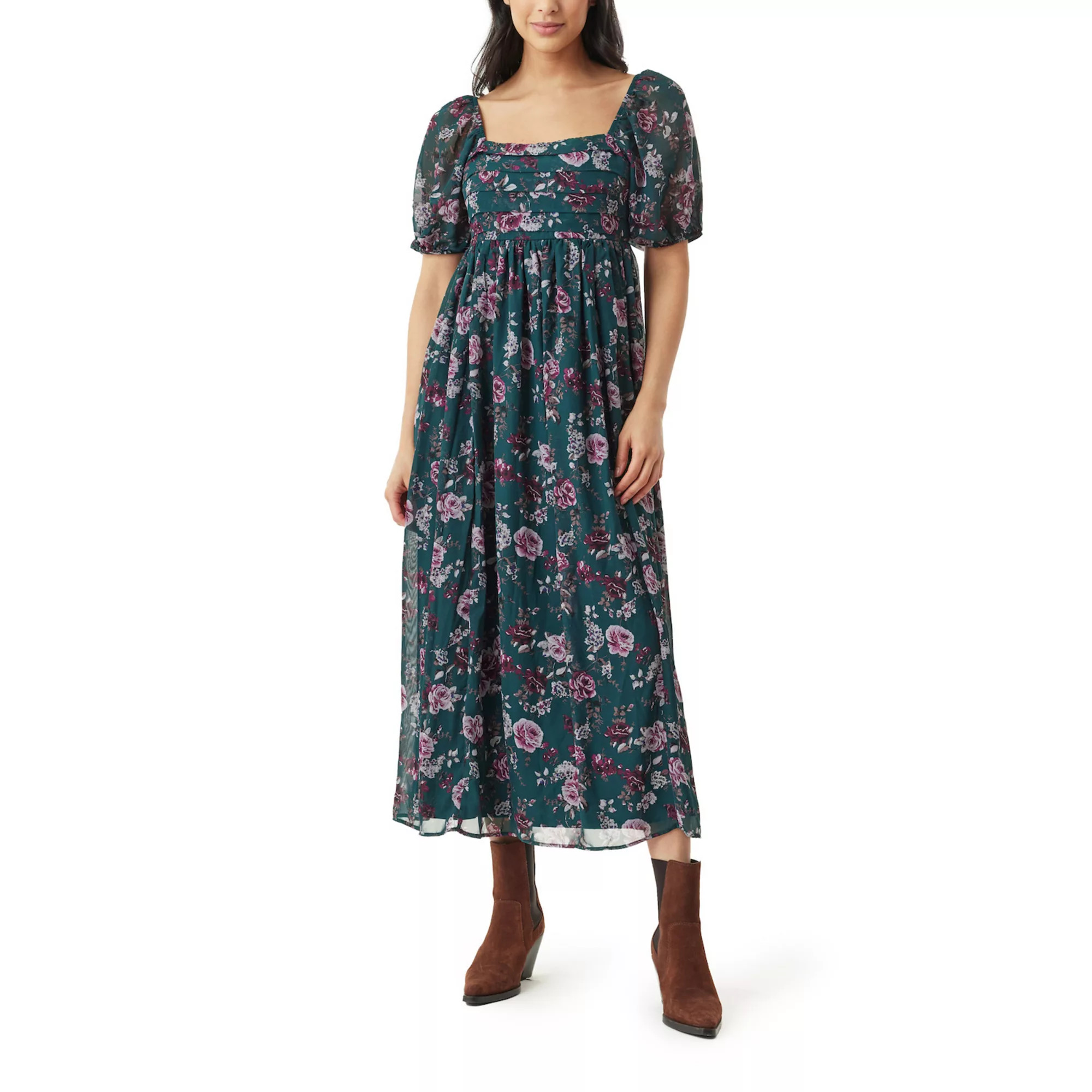 Juniors' WallFlower Pleated Bodice Puff Sleeve Maxi Dress | Kohl's