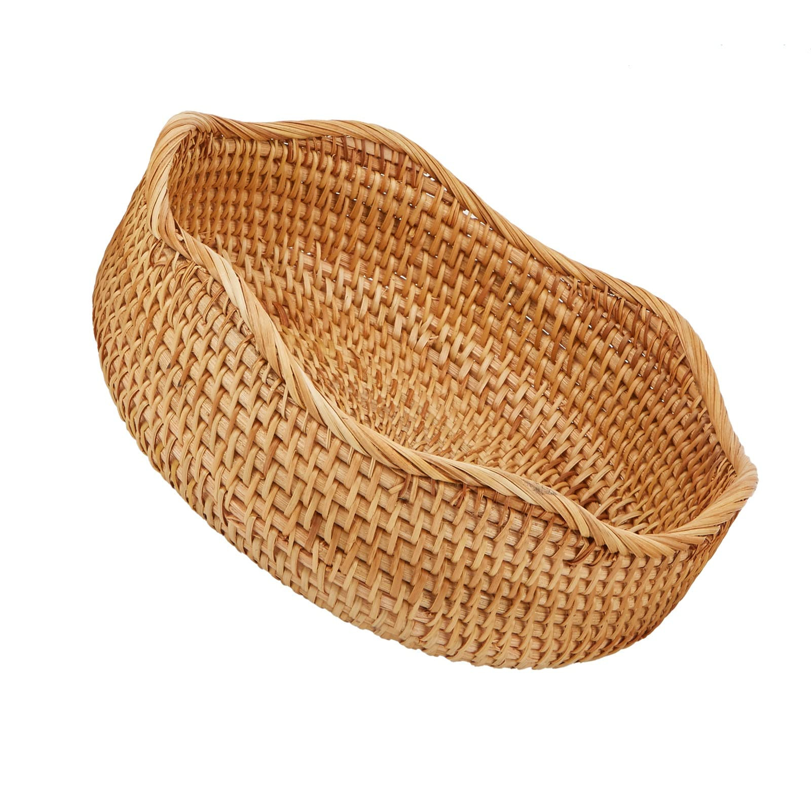 Natural Rattan Round Fruit Basket Bowls, Hand Woven Decor Serving Baskets, Wicker Storage for Din... | Amazon (US)