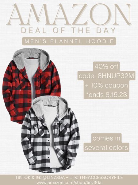 Amazon deal of the day - men’s hooded flannel 

Amazon fashion finds, amazon must haves, men’s fall fashion 

#LTKSeasonal #LTKmens #LTKsalealert