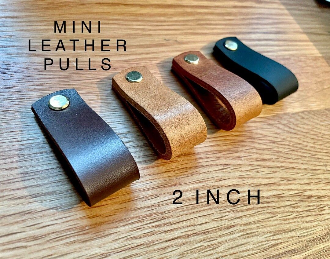 Mini Thick Leather Drawer Handles Leather Cabinet Pulls - Etsy | Etsy (US)