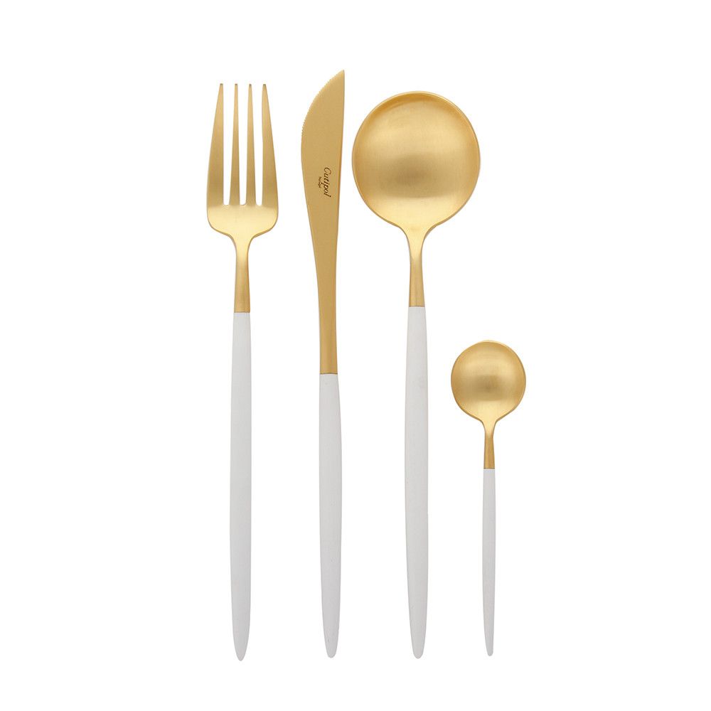 Goa Flatware Set - 24 Piece - Matt White Gold | Amara (UK)