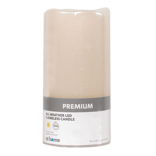 Ivory Led Pillar Candle With 6 Hour Timer, White, Plastic | At Home