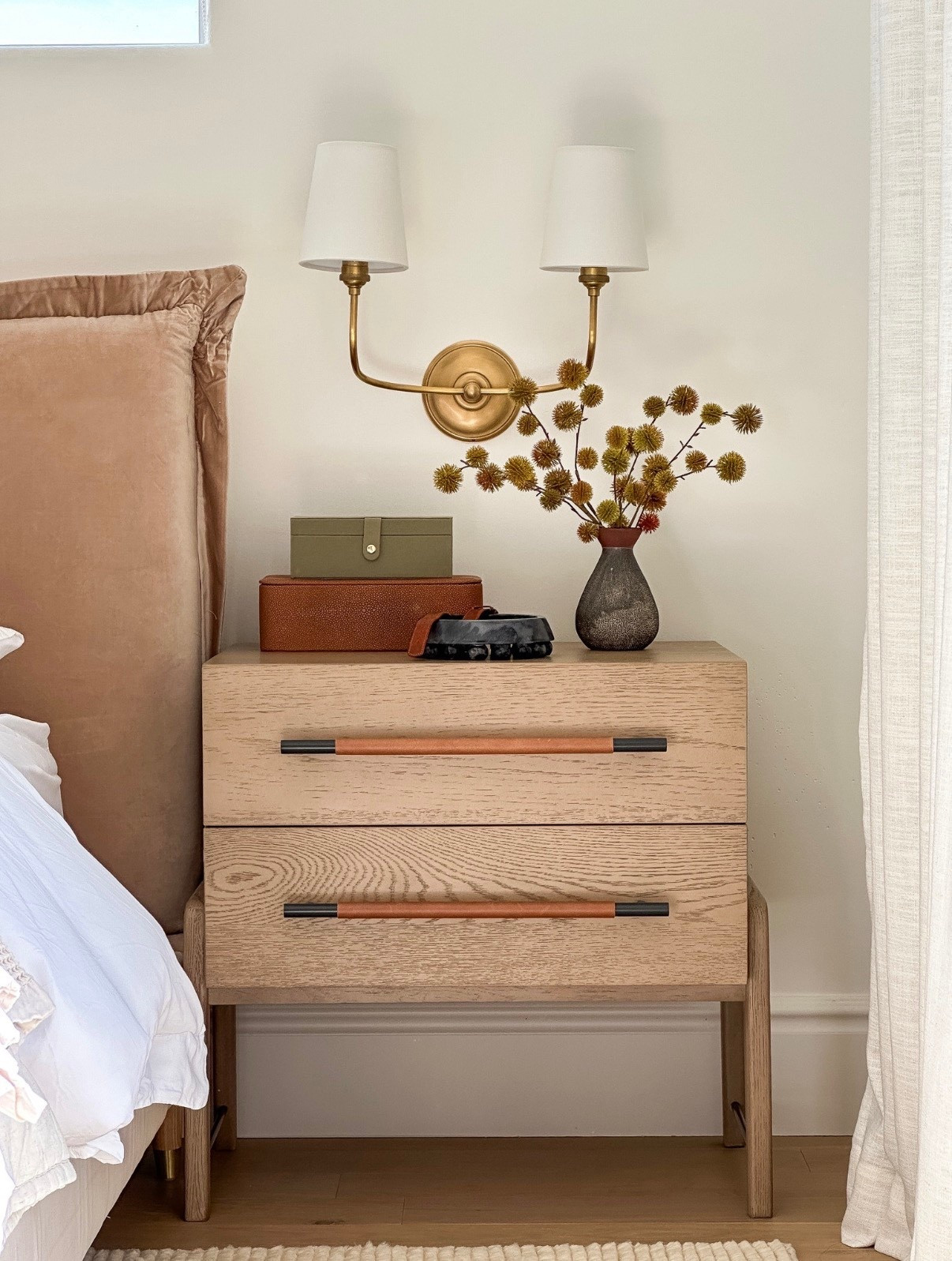 Nightstand 

Sconces, boxes, tray 

#LTKstyletip #LTKhome #LTKfamily