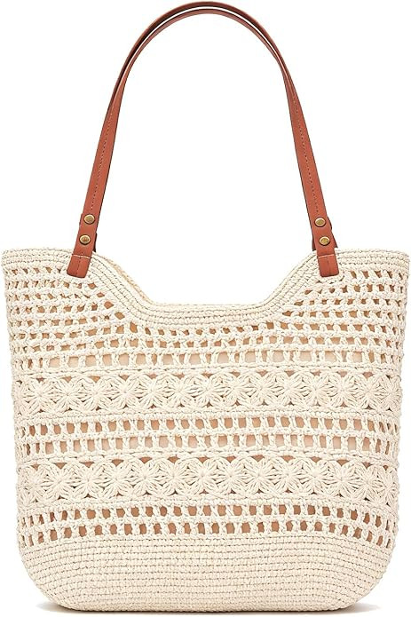 Peicees Small Crochet Beach Bag For Women- Woven Boho Purse Knitted Shoulder Bag For Summer Vacat... | Amazon (US)