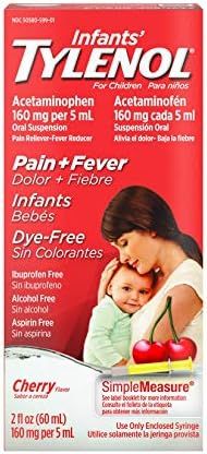 Infants' Tylenol Liquid Medicine with Acetaminophen, Pain Plus Fever Relief, Dye-Free Cherry, 2 f... | Amazon (US)