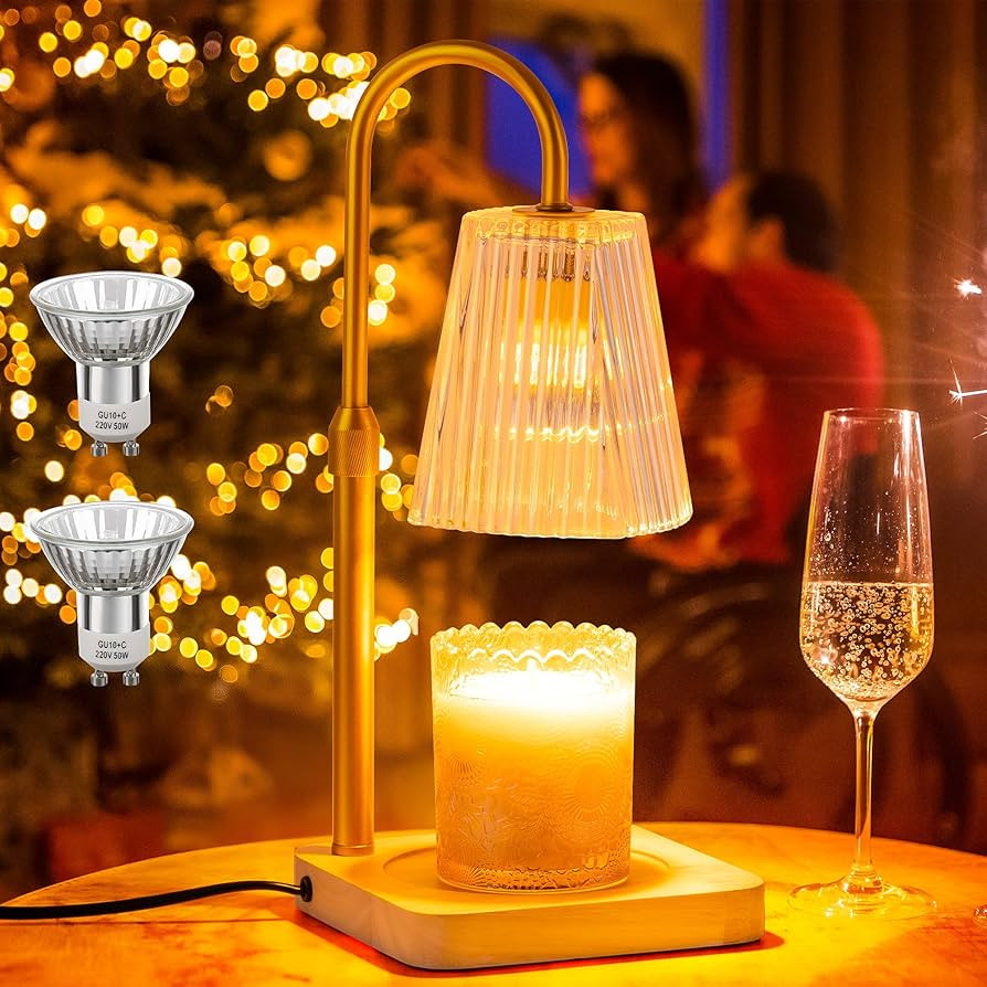 Candle Warmer Lamp with Timer - Adjustable Height Wax Melt Electric Light Warming Dimmable Top Me... | Amazon (US)