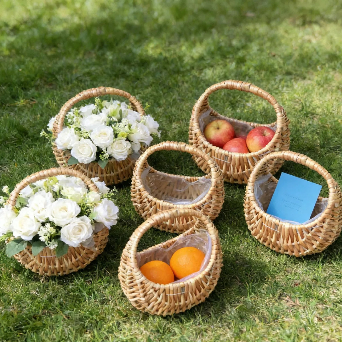 Wicker Basket Set of 6, Small Rustic Handheld Baskets for Wedding Flower Girl, Christmas Decorati... | Wayfair North America