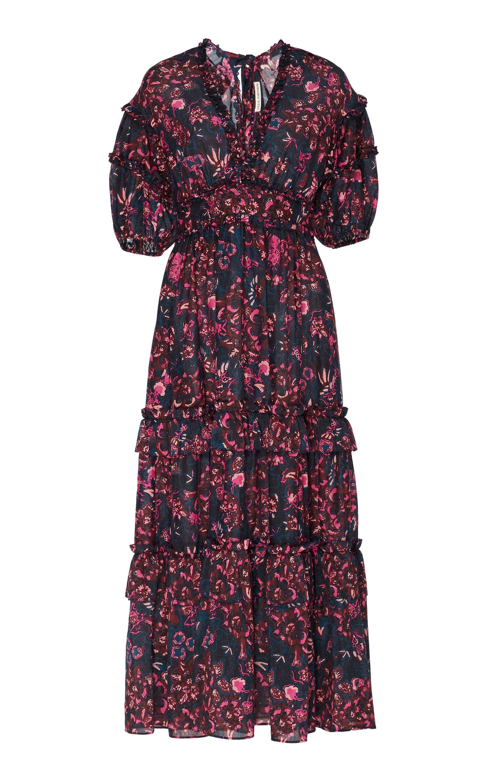Ulla Johnson Amora Floral-Print Cotton-Blend Midi Dress | Moda Operandi Global