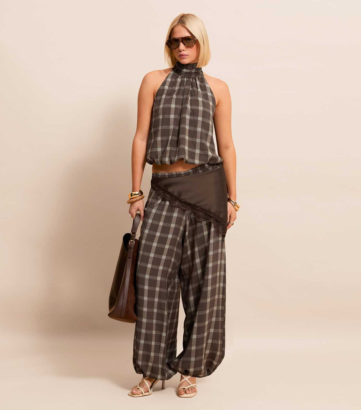 Brown Check Cuffed Leg Trousers | New Look | New Look (UK)