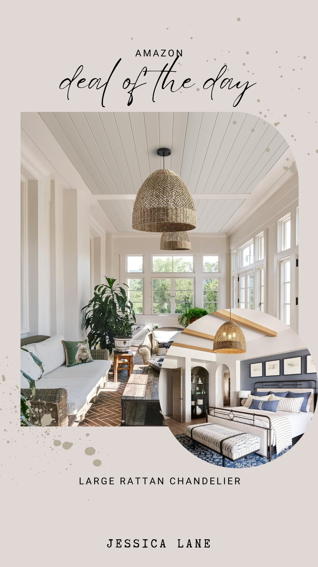 Bring a natural, airy feel to any room with this large rattan chandelier. It is a beautiful statement piece that works perfectly in coastal, boho, or farmhouse-style spaces.#lightingdesign #bohohome #interiordecor #amazonhome

#LTKSaleAlert #LTKHome #LTKSeasonal