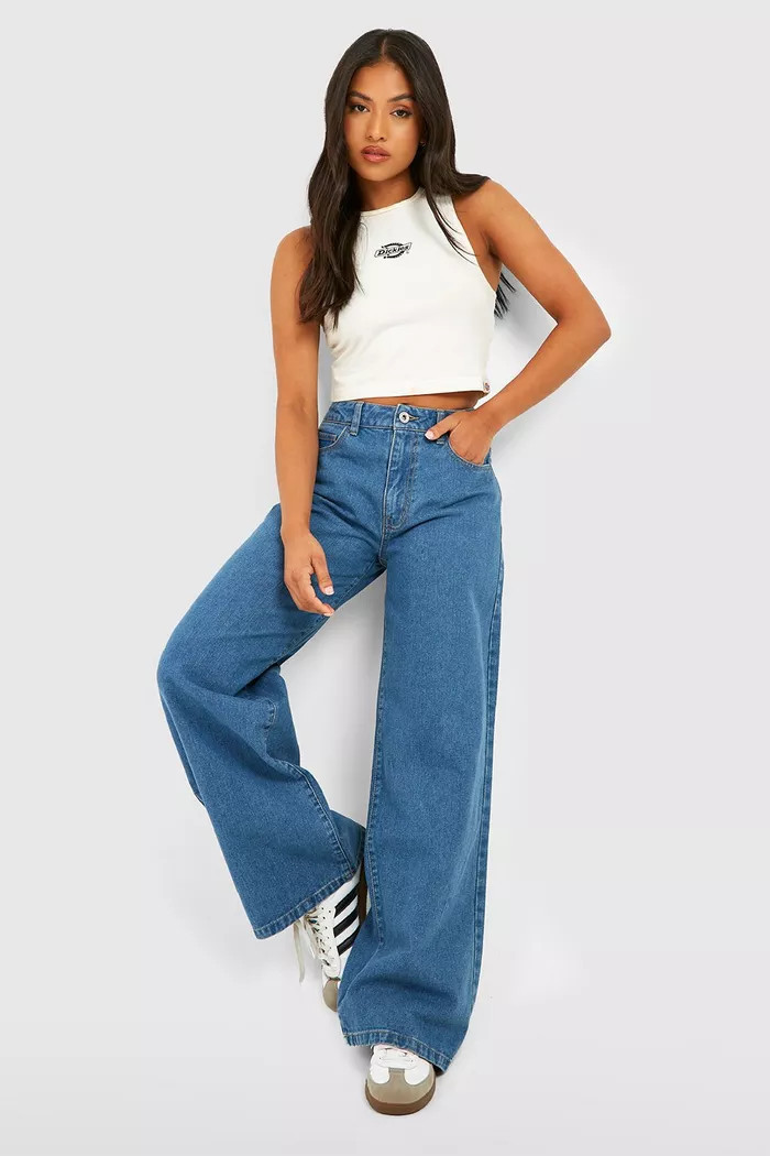 Petite Basics Wide Leg Jean | Boohoo.com (UK & IE)