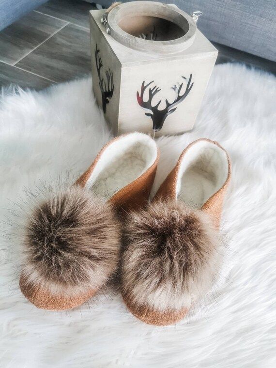 Wool slippers Women slippers Sheepskin slippers Leather slippers Brown Moccasins Home shoes Handm... | Etsy (US)