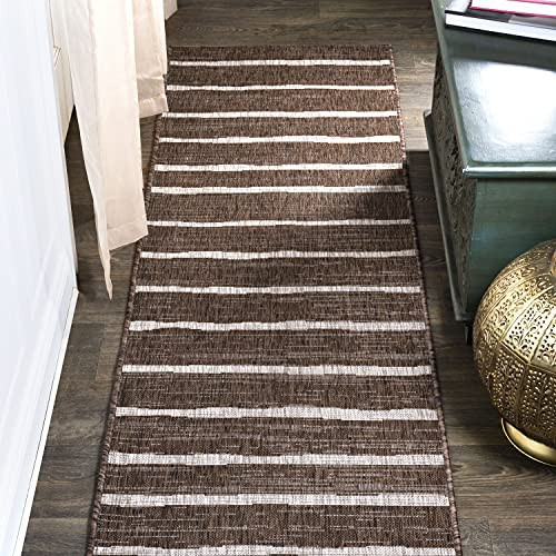 JONATHAN Y Berber Stripe Indoor Outdoor Runner Rug 2X8 Brown/Beige, Colonia for Backyard, Patio, Porch, Easy-Cleaning, High Traffic, Pet-Friendly, Non-Shedding (SMB125B-28) | Amazon (US)