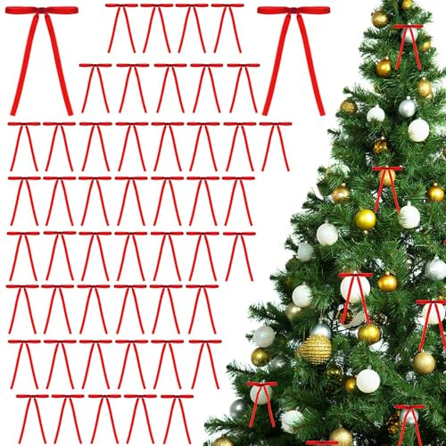 48Pcs Velvet Christmas Tree Bows Wine Red Velvet Christmas Bows for Christmas Tree Vintage Wreath Velvet Bow Rustic Velvet Gift Decoration Bows for Christmas Tree Gift Indoor Outdoor Decorations | Amazon (US)