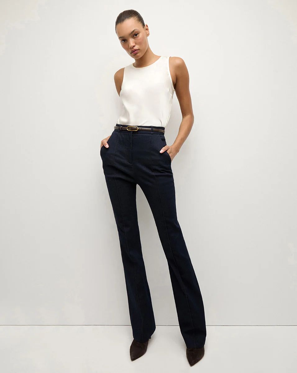 Gracie Belted Denim Pant in Dark Wash | Veronica Beard | Veronica Beard