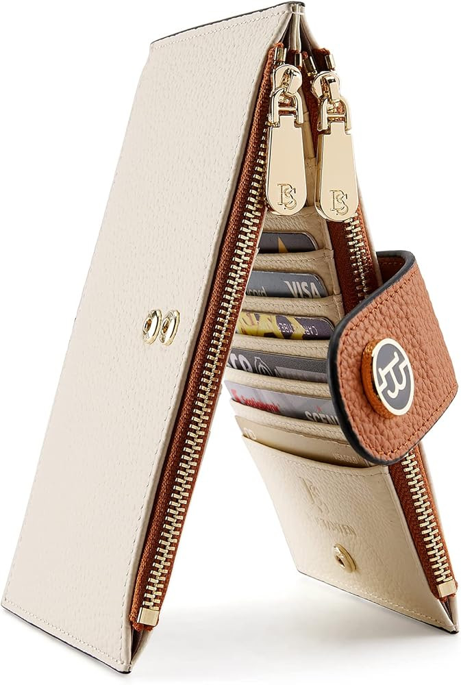 BOSTANTEN Leather Wallets for Women RFID Blocking Slim Bofild Purse Card Holder with Zipper Pocke... | Amazon (US)