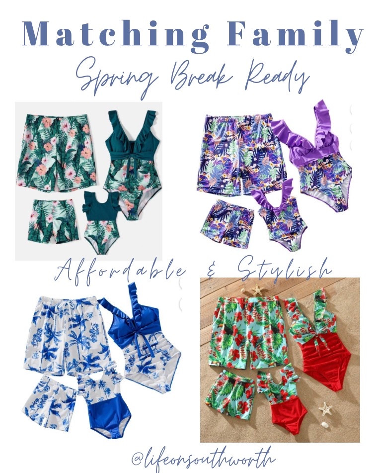 Heading to the beach for Spring Break or this summer? I love a good matching family outfit so I was excited to find these family swimsuits. Perfect for family beach photos or sibling photos. Plus, ladies, the women’s suit has tummy control. I repeat..tummy control. 

Which pattern is your favorite? 

#LTKTravel #LTKSwim #LTKFamily