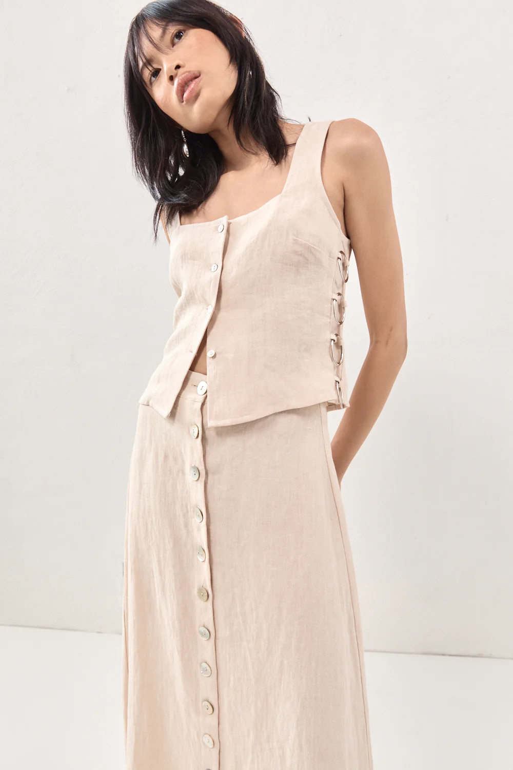 Discoteca Linen Top Natural | VRG Grl
