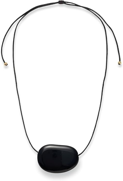 Chunky Gold Pebble Pendant Necklace for Women, Minimalist Charm on Adjustable Black Cord, Stateme... | Amazon (US)