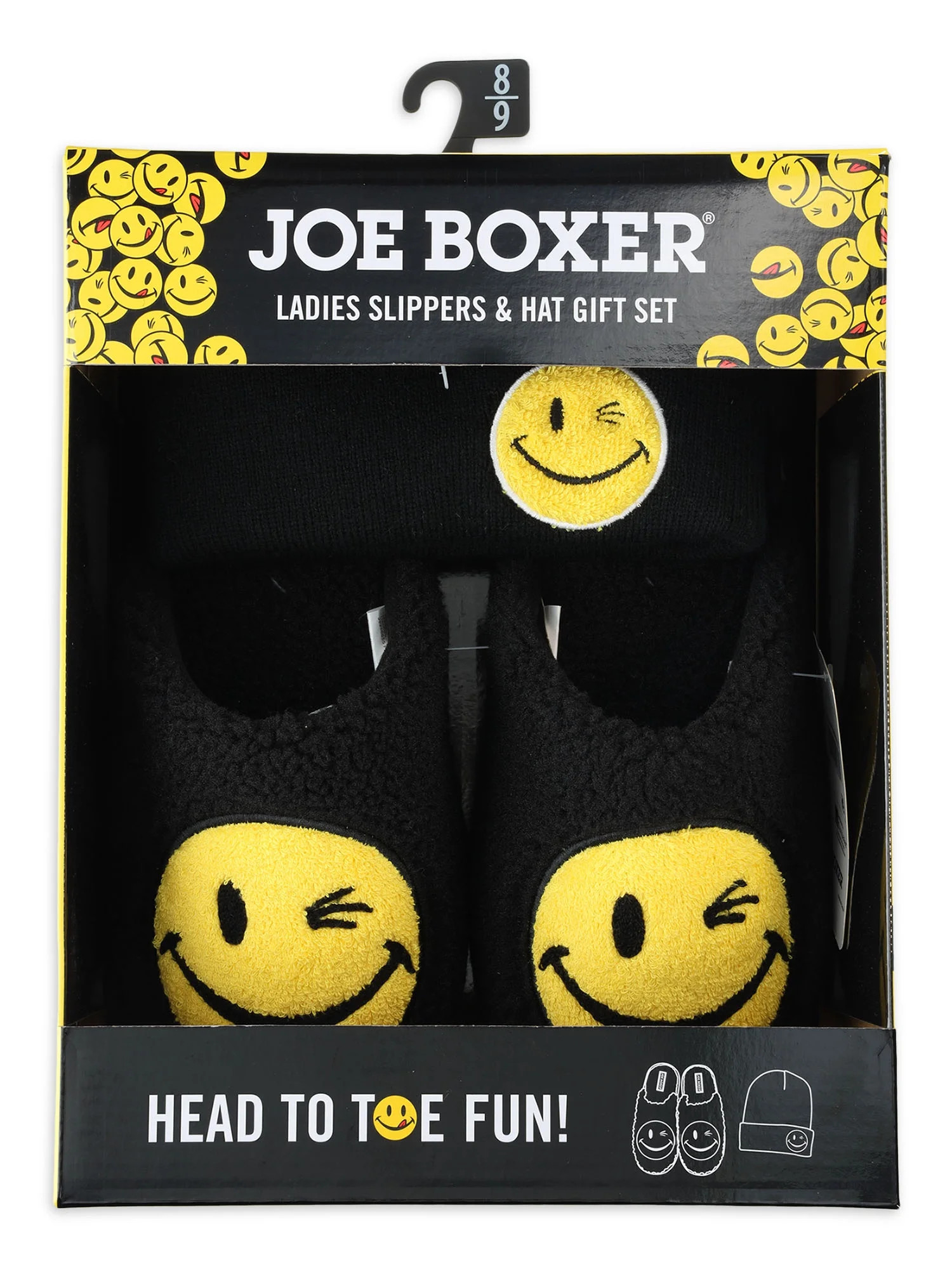 Joe Boxer Women's Smiley Face Slipper & Hat Gift Set - Walmart.com | Walmart (US)