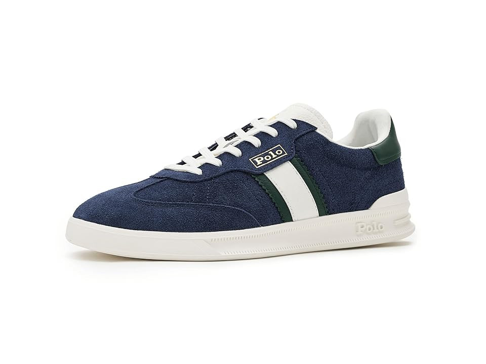 Polo Ralph Lauren Heritage Aera Suede Sneakers Men's Shoes Navy/Forest : 12 D - Medium | Zappos
