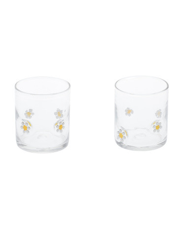 Set Of 2 Daisy Icon Drink Glasses | TJ Maxx