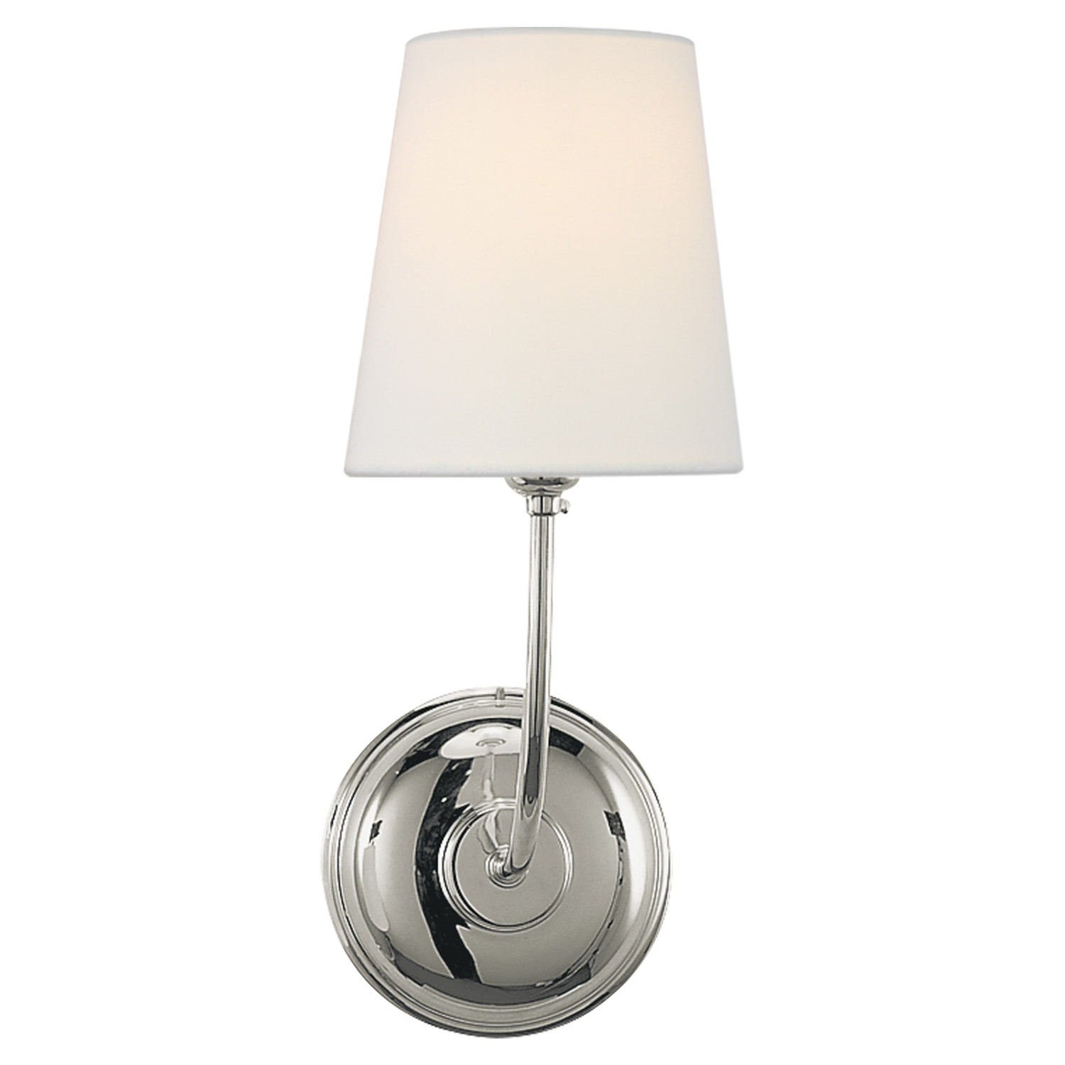 Visual Comfort Vendome Modern Polished Nickel Linen Shade Single Armed Sconce | Kathy Kuo Home