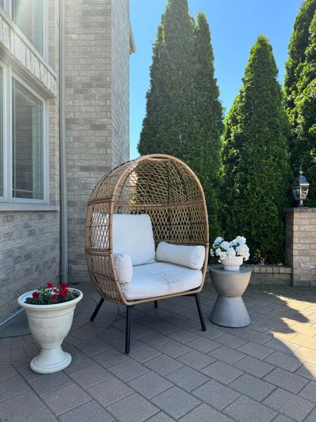 Walmart for the win! We have had this egg chair for almost three years now and it’s held up so well. Side table is new, recently purchased also from Walmart! 

#walmartfind #walmartdeals #eggchair #patiofurniture #patioset #outdoor 

#LTKHome #LTKSeasonal #LTKSaleAlert