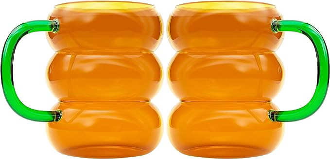 elle decor Bubble Drinking Glasses with Handle | Set of 2 | Tumbler for Water, Iced Coffee, Juice... | Amazon (US)