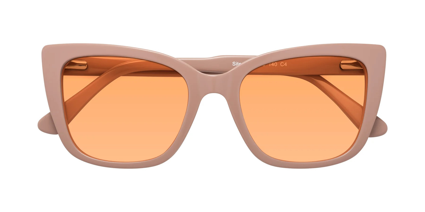 Dusty Mauve Narrow Acetate Cat-Eye Tinted Sunglasses with Medium Orange Sunwear Lenses - Sites | Yesglasses