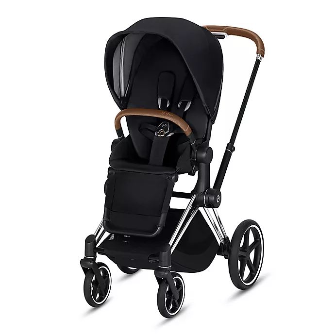 CYBEX Priam Stroller with Chrome/Brown Frame and Premium Black Seat | buybuy BABY