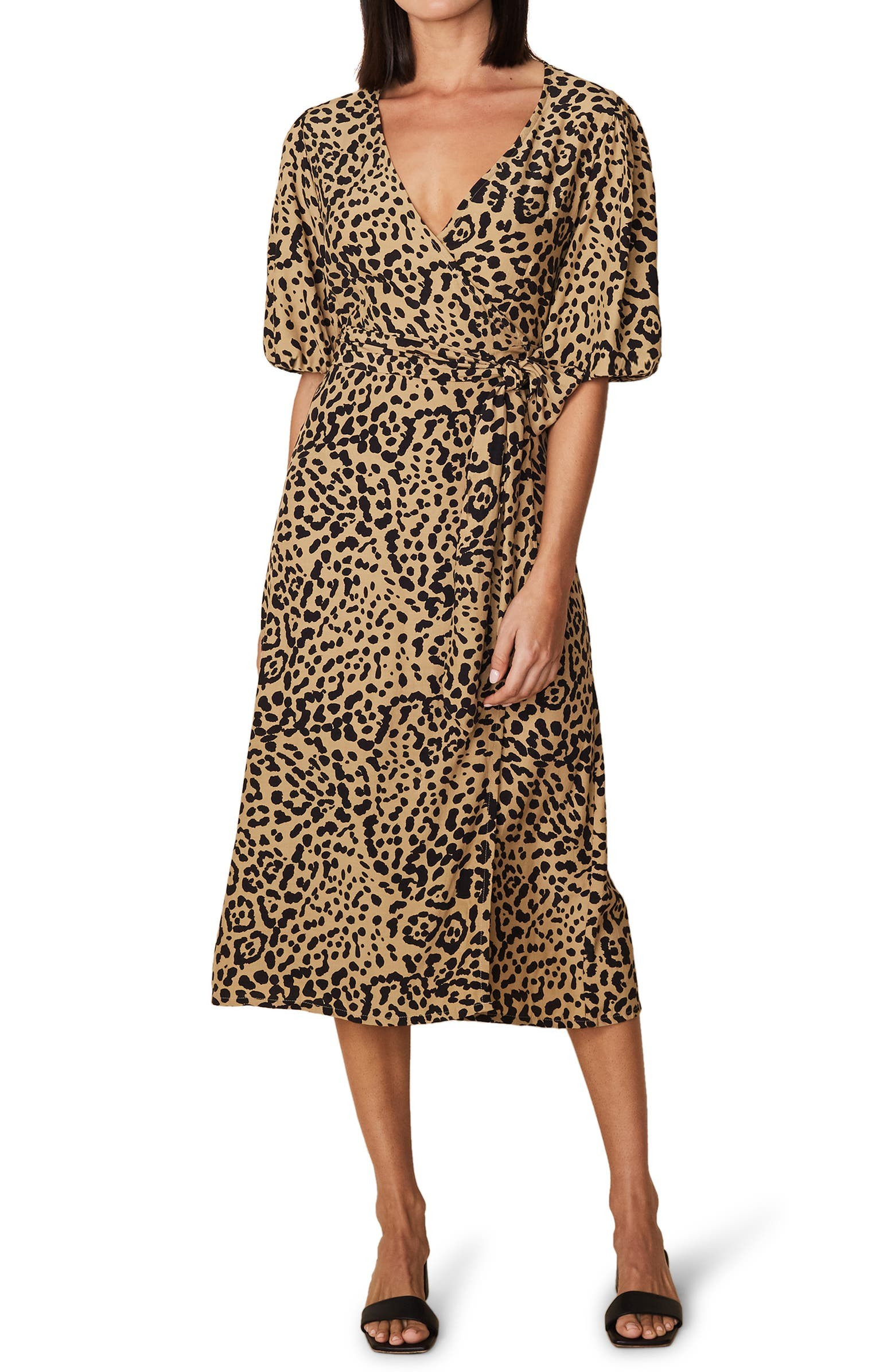 Elfrida Animal Print Midi Wrap Dress | Nordstrom