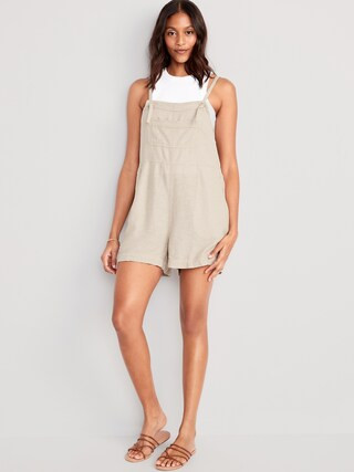 Sleeveless Linen-Blend Utility Romper for Women-- 3-inch inseam | Old Navy (US)