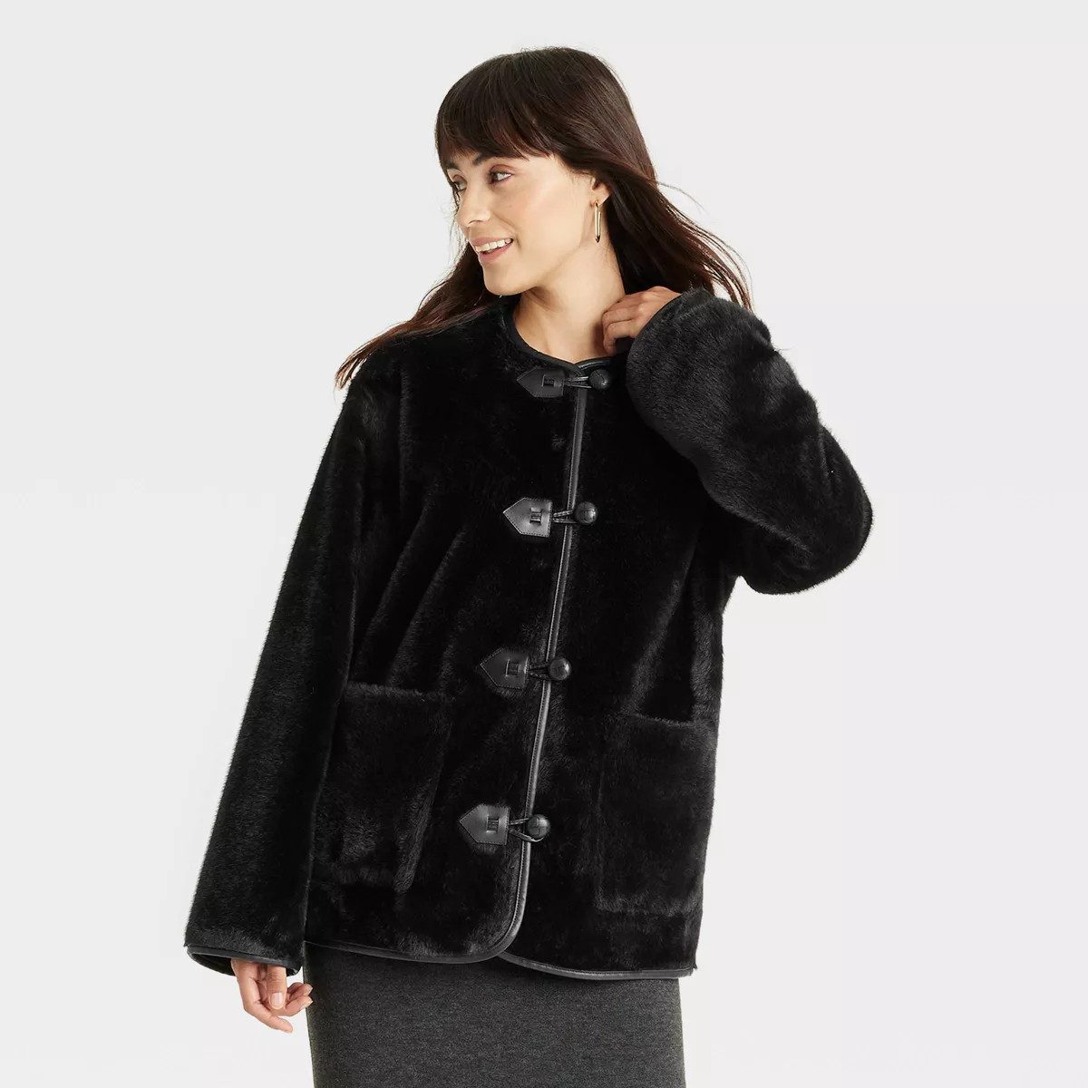 Women's Faux Fur Jacket - Universal Thread™ Black | Target