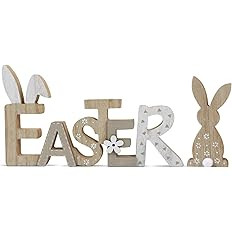 Easter Table Decor Wooden Signs Bunny Tiered Tray Decor Rustic Easter Word Sign Farmhouse Bunnies... | Amazon (US)