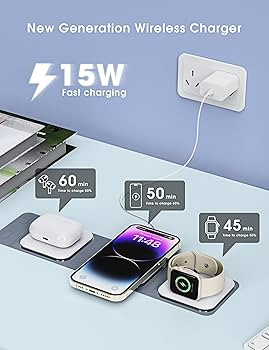 TG90 Wireless Charger 3 in 1 Foldable Magnetic Charging Station, Travel Wireless Charging pad for... | Amazon (US)