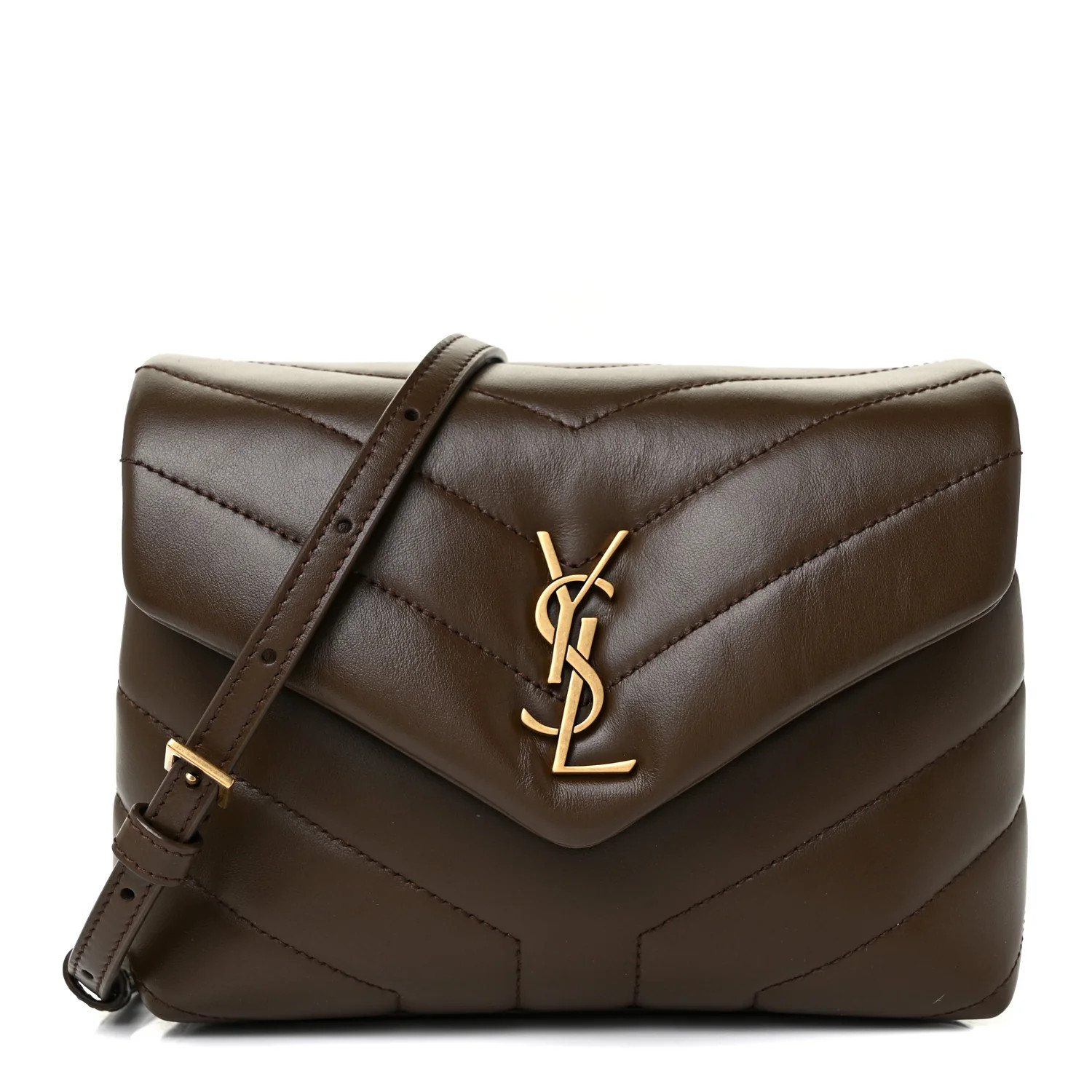 Calfskin Y Quilted Monogram Toy Loulou Crossbody Bag Soil Brown | FASHIONPHILE (US)