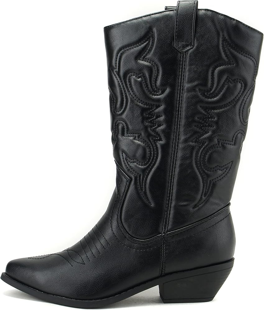 Soda Red Reno Western Cowboy Pointed Toe Knee High Pull On Tabs Boots All-White | Amazon (US)