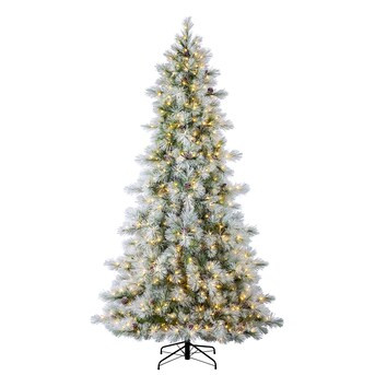 Holiday Living 9-ft Snowy Berkshire Pre-lit Flocked Artificial Christmas Tree with LED Lights | Lowe's