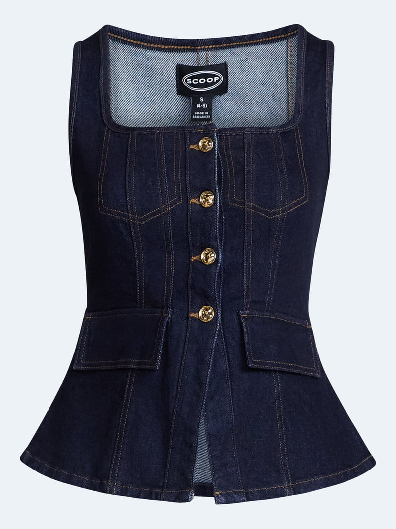 Scoop Women's and Women's Plus Denim Corset Top, Sizes XS-4X | Walmart (US)
